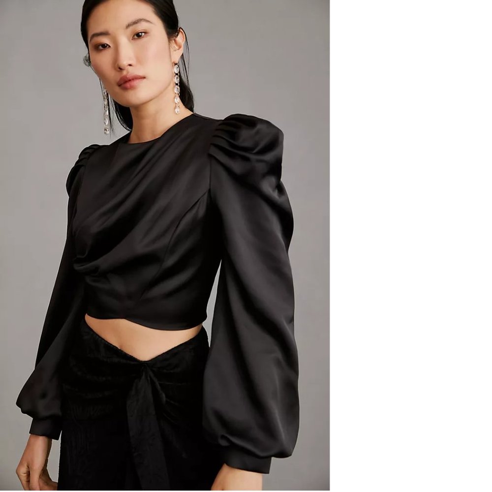 Mare Mare x Anthropologie Puff-Sleeve Top new with tag black xl
